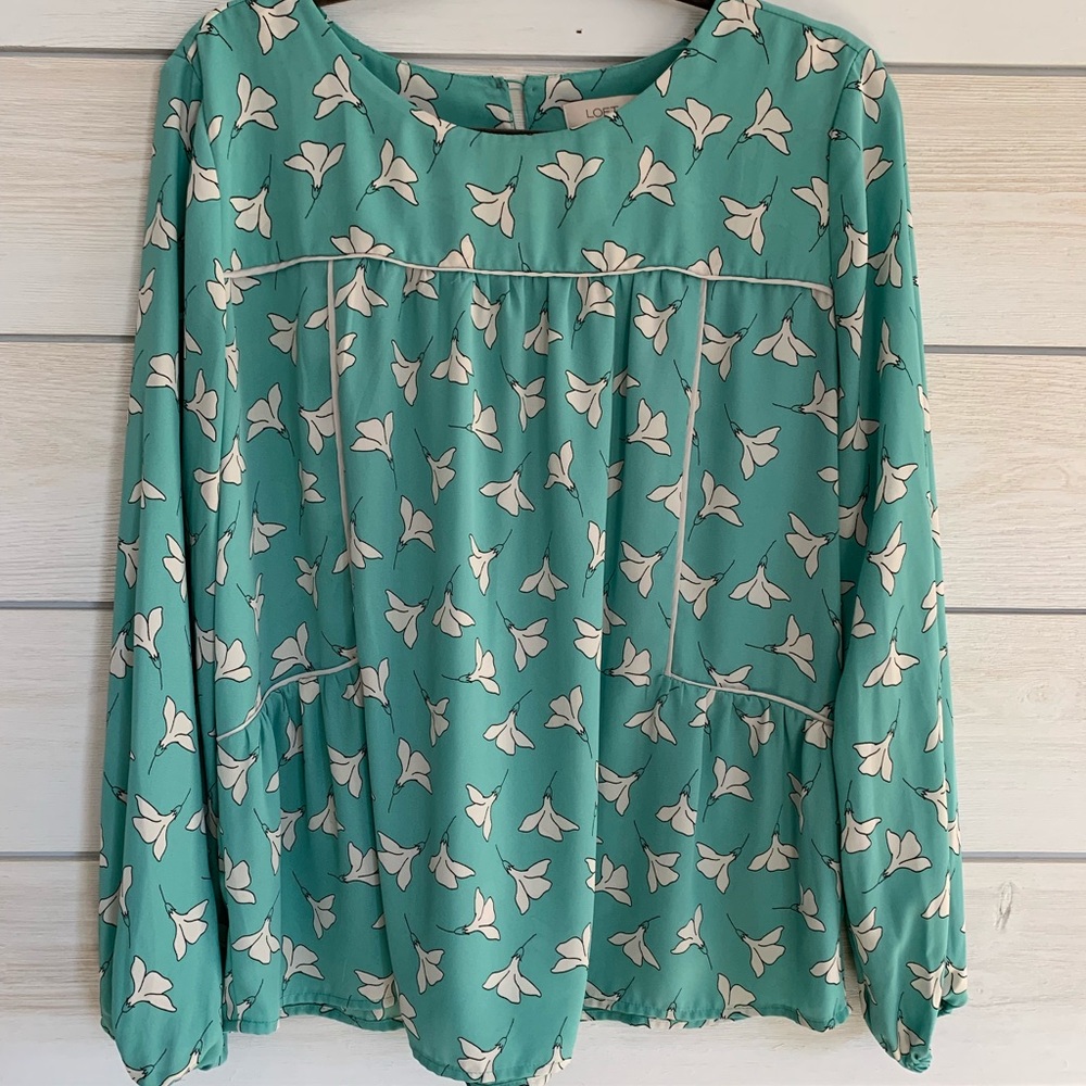 Blue/green LOFT spring blouse